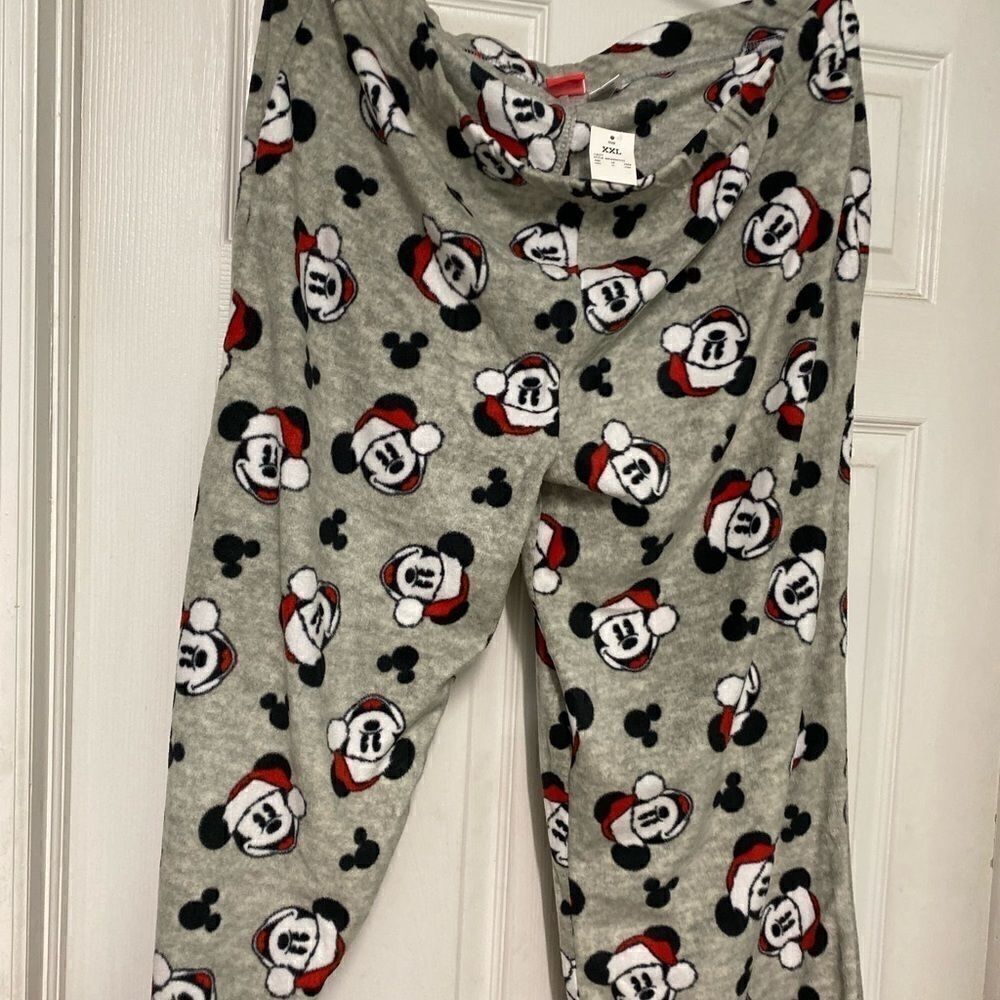 Disney NWT plus size Mickey Mouse Santa fleece gray pajama pants s/xxl